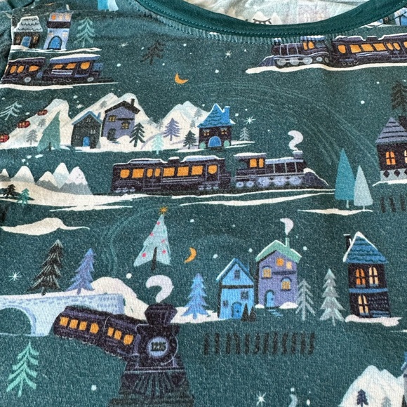 Little Sleepies Teal Mountain Village Pajama Set - Picture 2 of 3